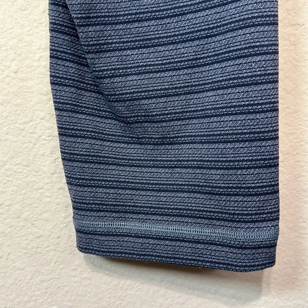Lululemon Wunder Under Cropped Gray Black Striped Leggings Tights Womens Size 12